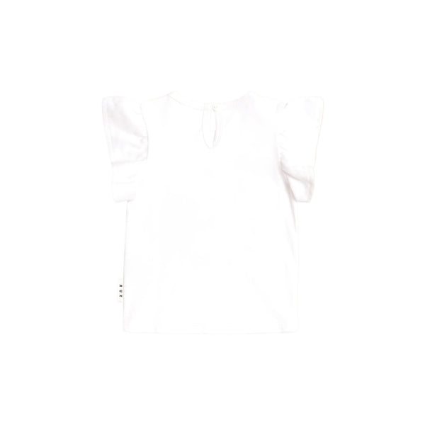 White Cherry Bow Frill Sleeve Tee