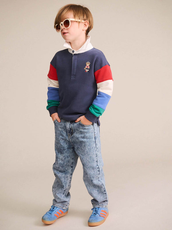 Navy Nautical Hux Spliced Fleece Polo