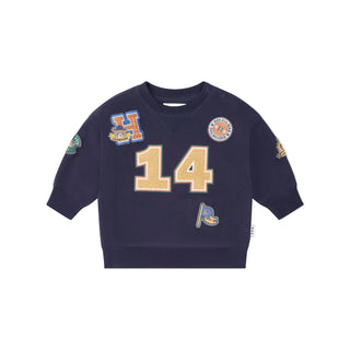 Navy Collegiate Patch Crewneck