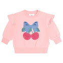 Light Pink Cherry Bow Crewneck