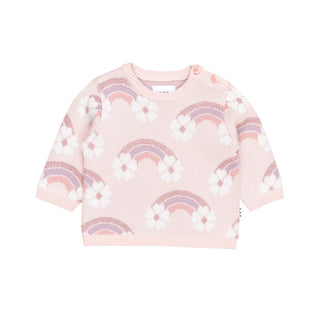 Pink Baby Pearl Flowerbow Knit Sweater