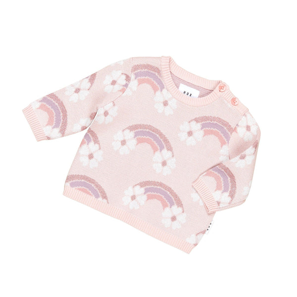 Pink Baby Pearl Flowerbow Knit Sweater