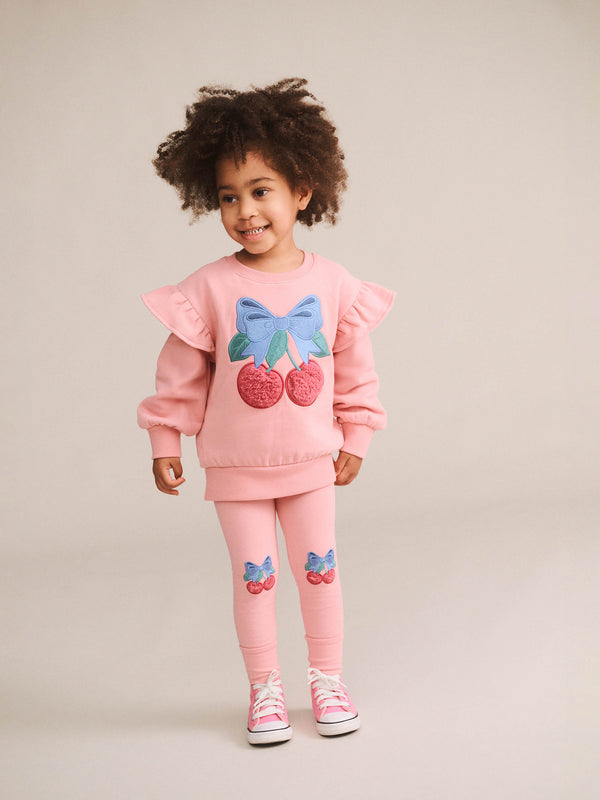 Light Pink Cherry Bow Legging