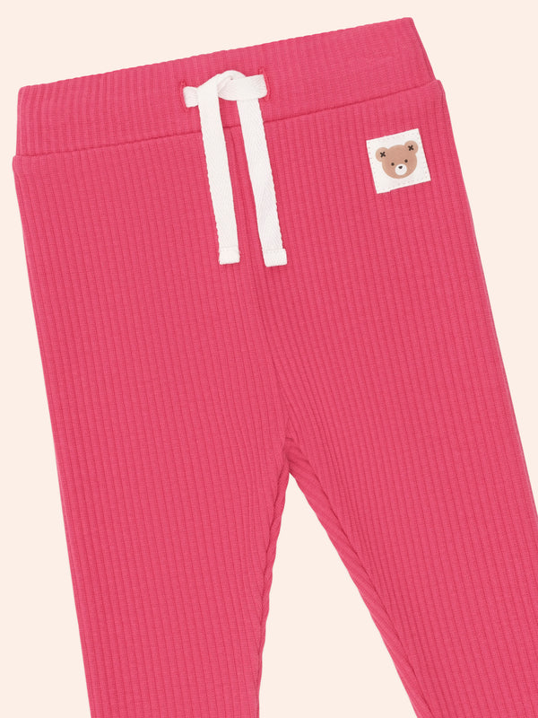 Dark Pink Ribbed Legging
