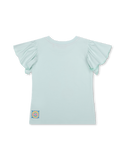 Light Blue Tjancy Cherry Graphic Flutter Sleeve Tee