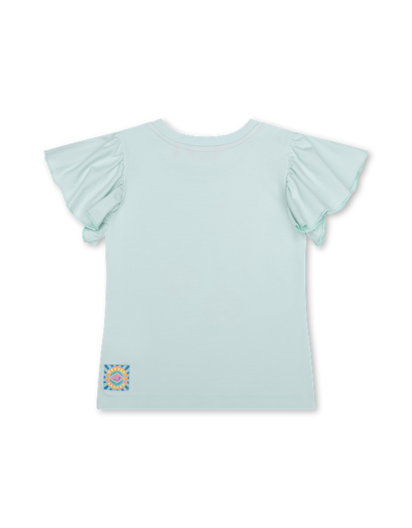 Light Blue Tjancy Cherry Graphic Flutter Sleeve Tee