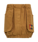 Toy Brown Gabardine Logo Patch Skirt