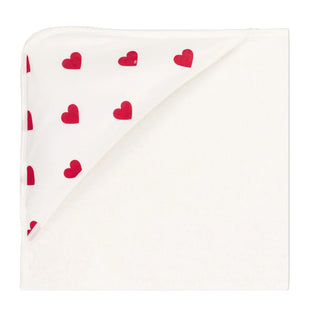White and Red Baby Heart Print Towel
