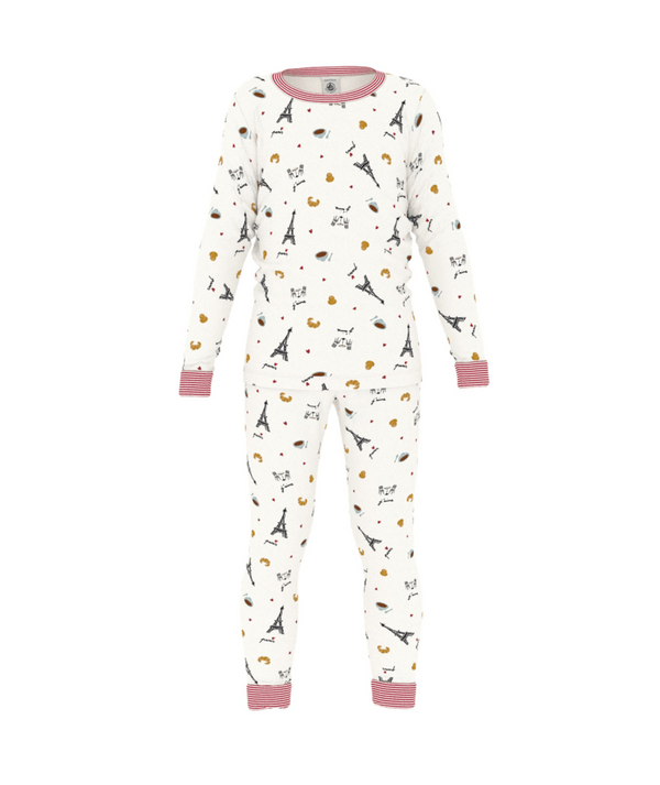 White with Multicolor Parisian Pajama Set