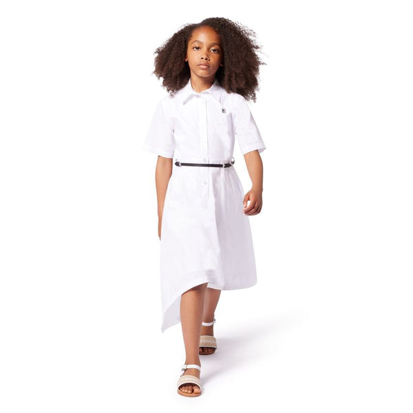 White Mini Me Belted Logo Maxi Dress