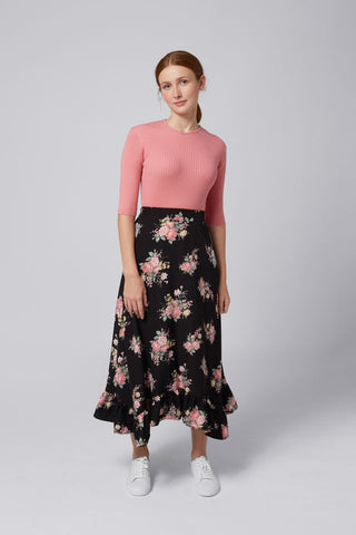 Black Floral Celine Skirt