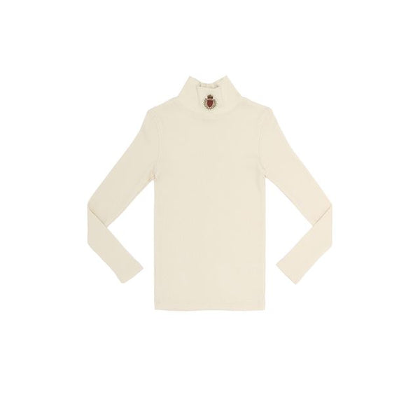 Ivory Logo Rib Mock Neck