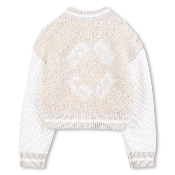 Cream Sherpa Varsity Jacket