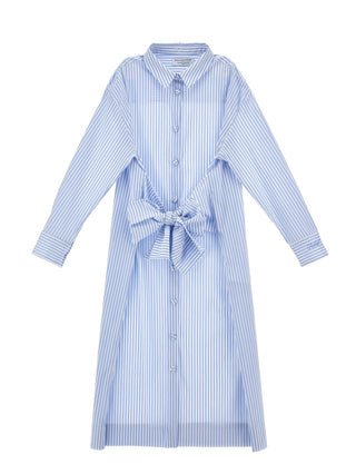 White and Blue Poplin Shirt Dress