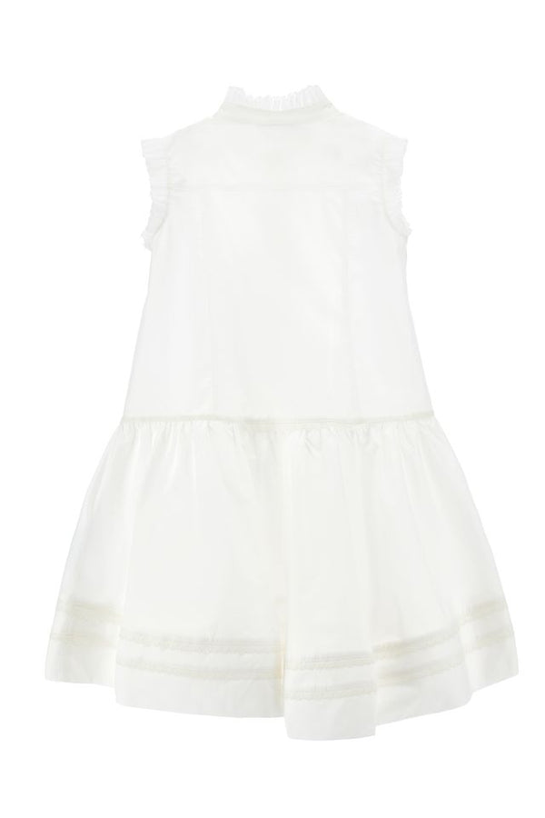 White Sleeveless Lace Button Dress