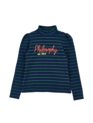 Green Striped Logo High Neck Top