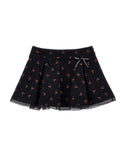 Black Allover Cherry Mini  Skirt