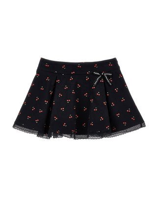 Black Allover Cherry Mini  Skirt