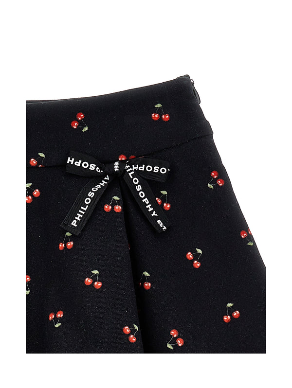 Black Allover Cherry Mini  Skirt