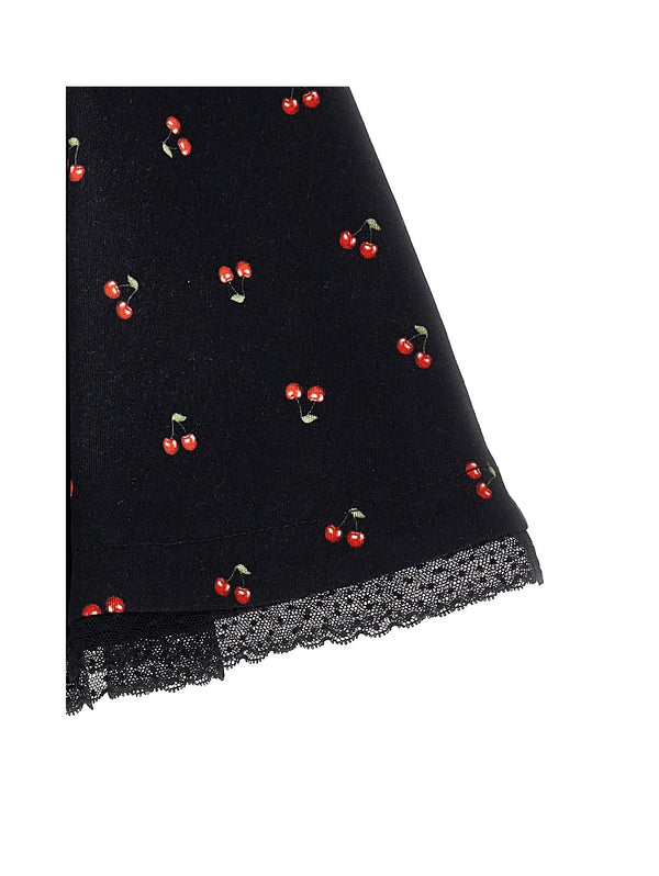 Black Allover Cherry Mini  Skirt