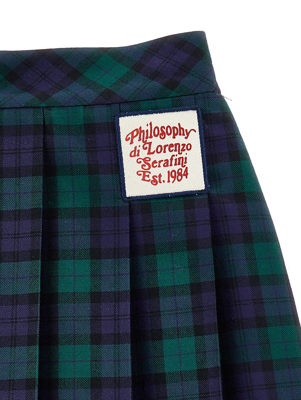Green and Navy Plaid Skirt