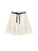 Off White Embroidered Logo Belt Skirt