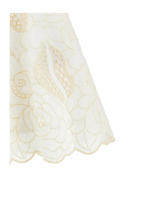 Off White Embroidered Logo Belt Skirt