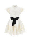 Off White Button Down Embroidered Detail Dress