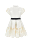 Off White Button Down Embroidered Detail Dress