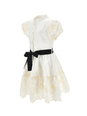 Off White Button Down Embroidered Detail Dress
