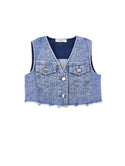 Denim Frayed Bottom Vest