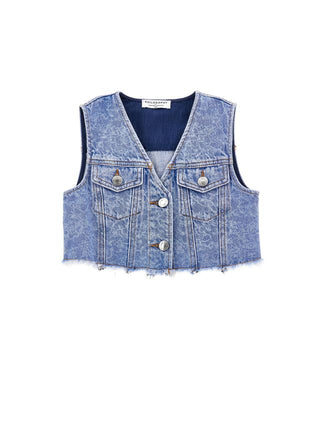 Denim Frayed Bottom Vest