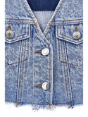 Denim Frayed Bottom Vest