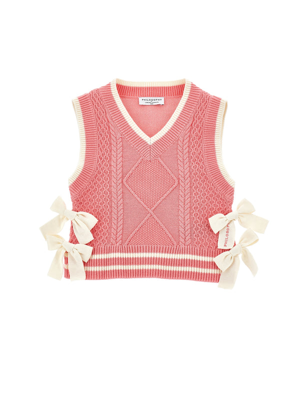 Coral with Bows Sweater Vest