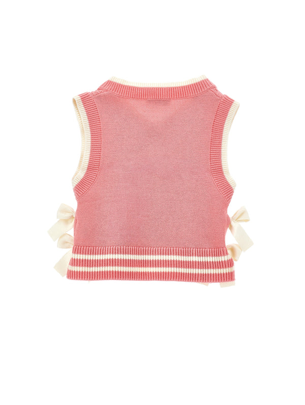 Coral with Bows Sweater Vest