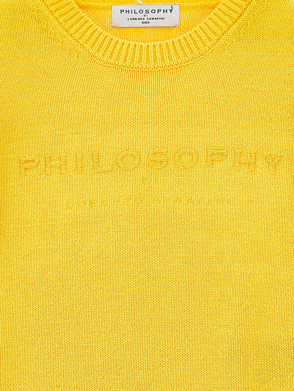 Yellow Logo Short Sleeve Sweater