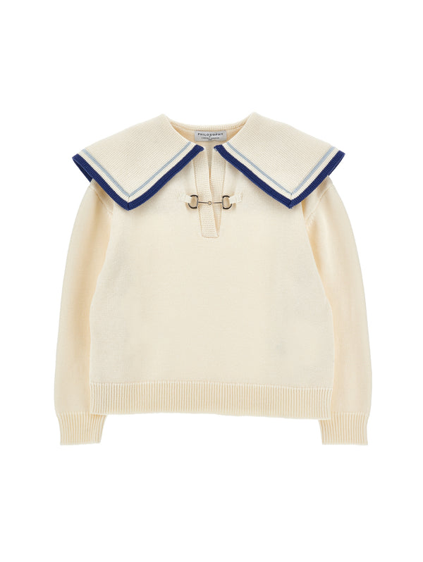 Off White Sailor Collar Knit Sweater