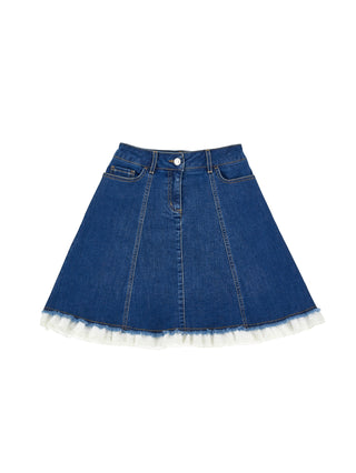 Denim Blue with Eyelet Hem Skirt