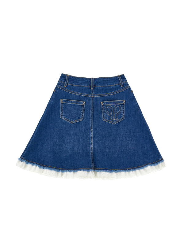 Denim Blue with Eyelet Hem Skirt