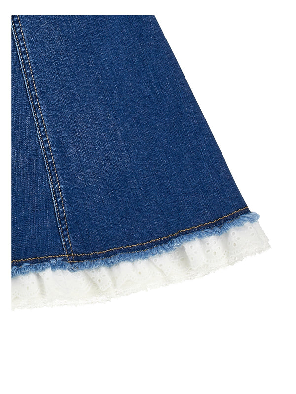 Denim Blue with Eyelet Hem Skirt