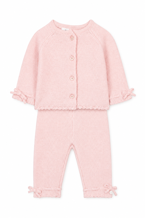 Pink Knit Bow Ensemble