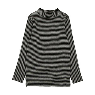 Light Grey/Black Stripe Striped Mockneck