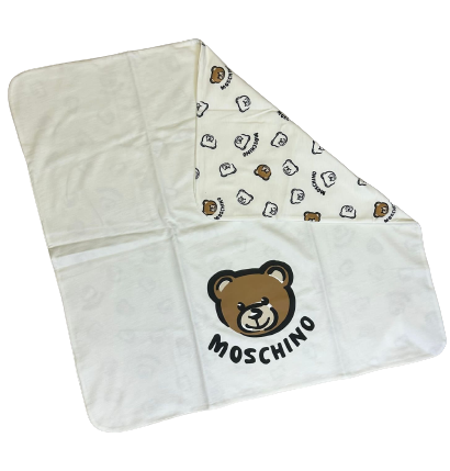 Ivory All Over Bear Print Reversible Blanket