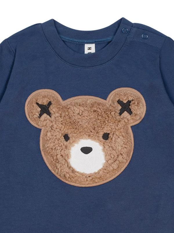 French Navy Furry Huxbear Long Sleeve Tee