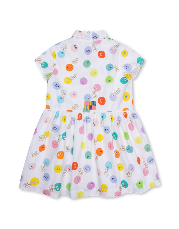 White Multicolor Vitamin Dots Dress