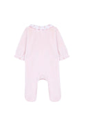 Pink Velour Scallop Collar Footie