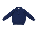 Navy Zipper Long Sleeve Knit Polo