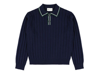 Navy Mir Yan Long Sleeve Polo