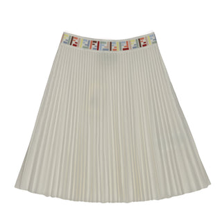 Off White with Multicolor FF Pleated Skirt