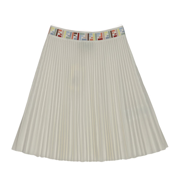 Off White with Multicolor FF Pleated Skirt